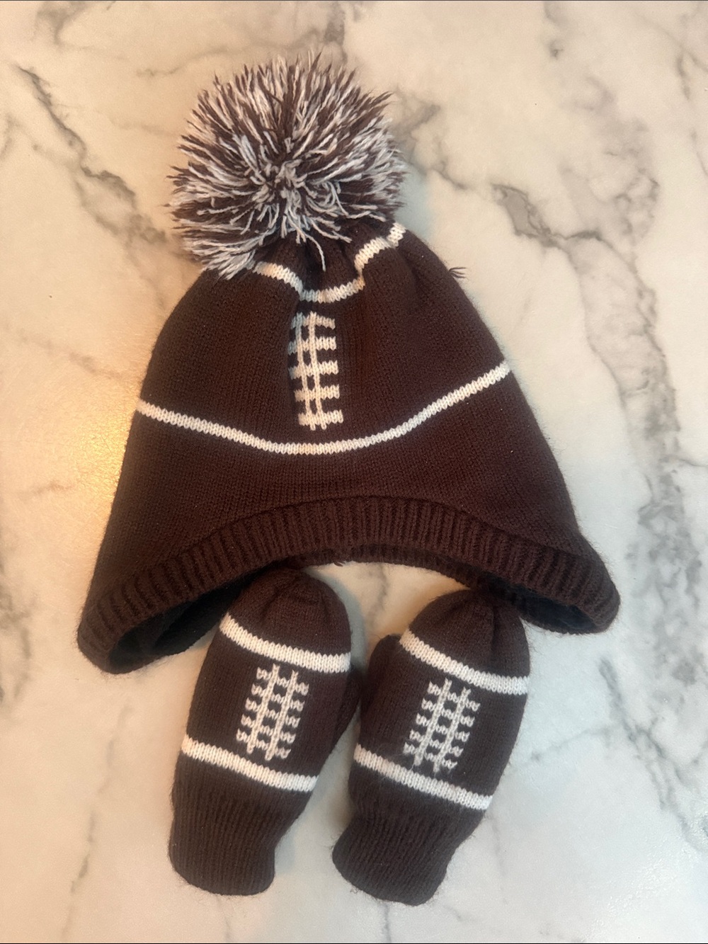 The Children's Place 12-24 Months Football Beanie with Mittens